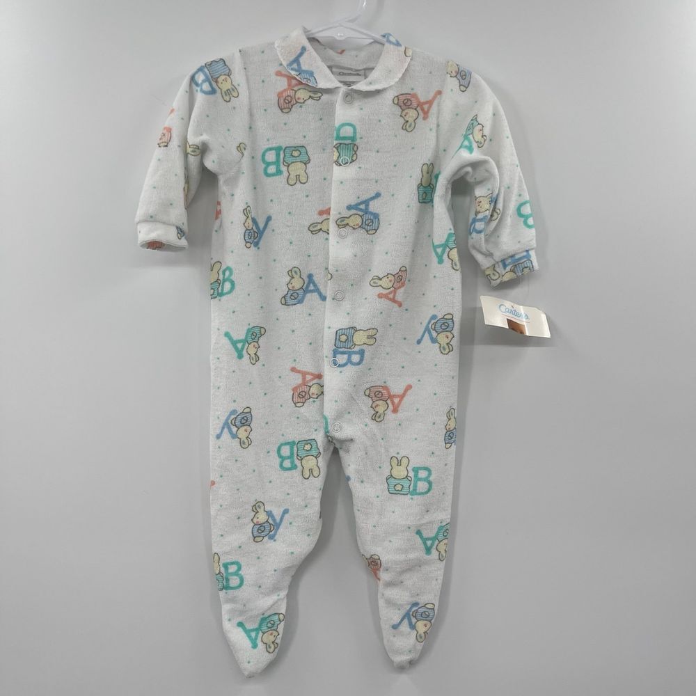 Unisex New Vintage Carter's‎ Month Terry Cloth bunny Footed Outfit 6-9 months